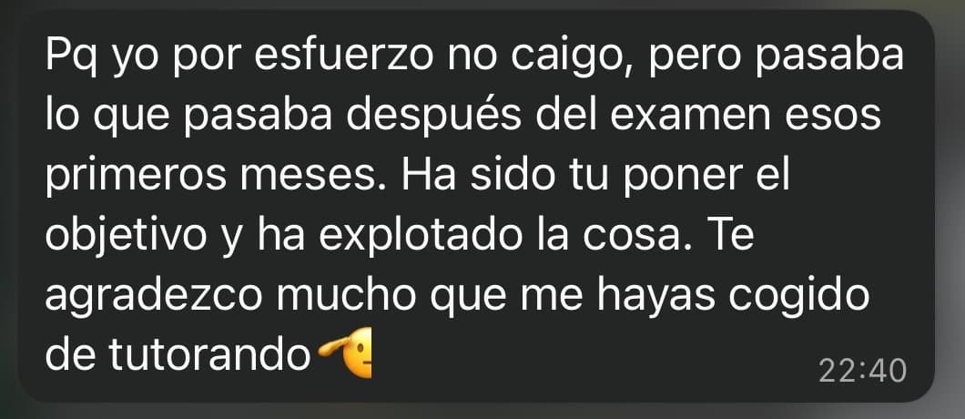 Captura del mensaje del alumno transcrito a continuación.