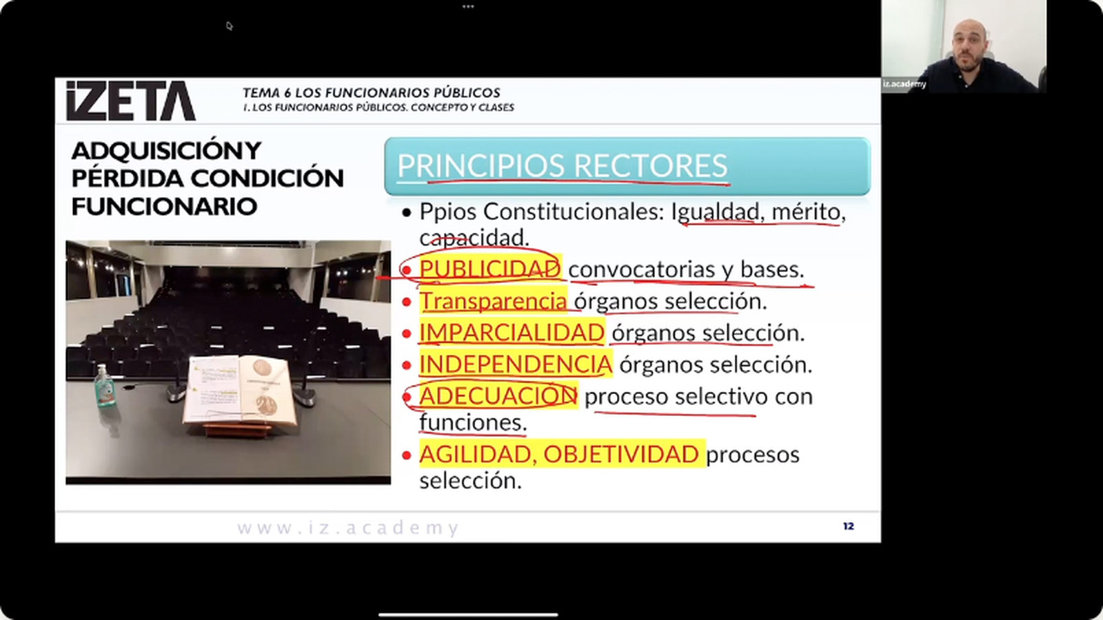 Clase online de Chus con presentación de IZETA